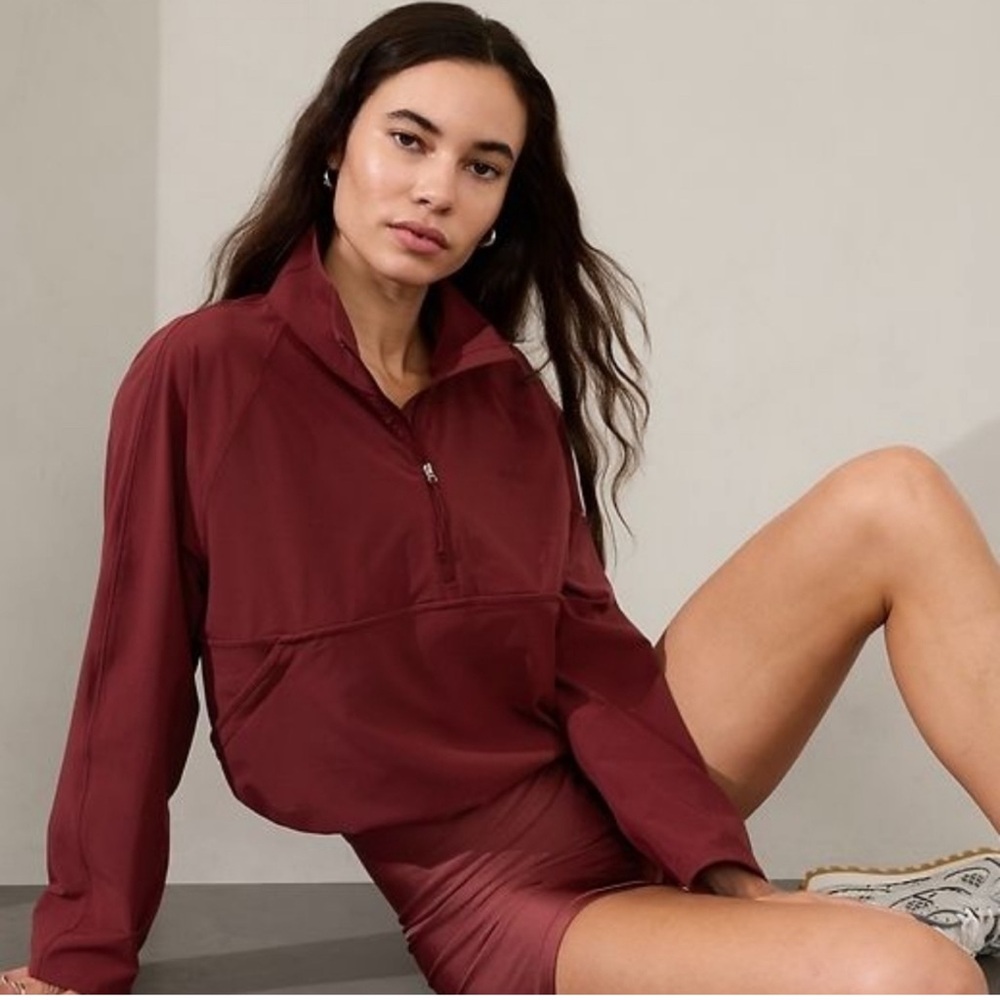 NWT Athleta Dawn 1/4 Zip Pullover, Redwood Red | Size Medium